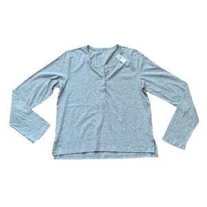 Aerie Henley Long Sleeve Shirt Womens Medium Gray NWT